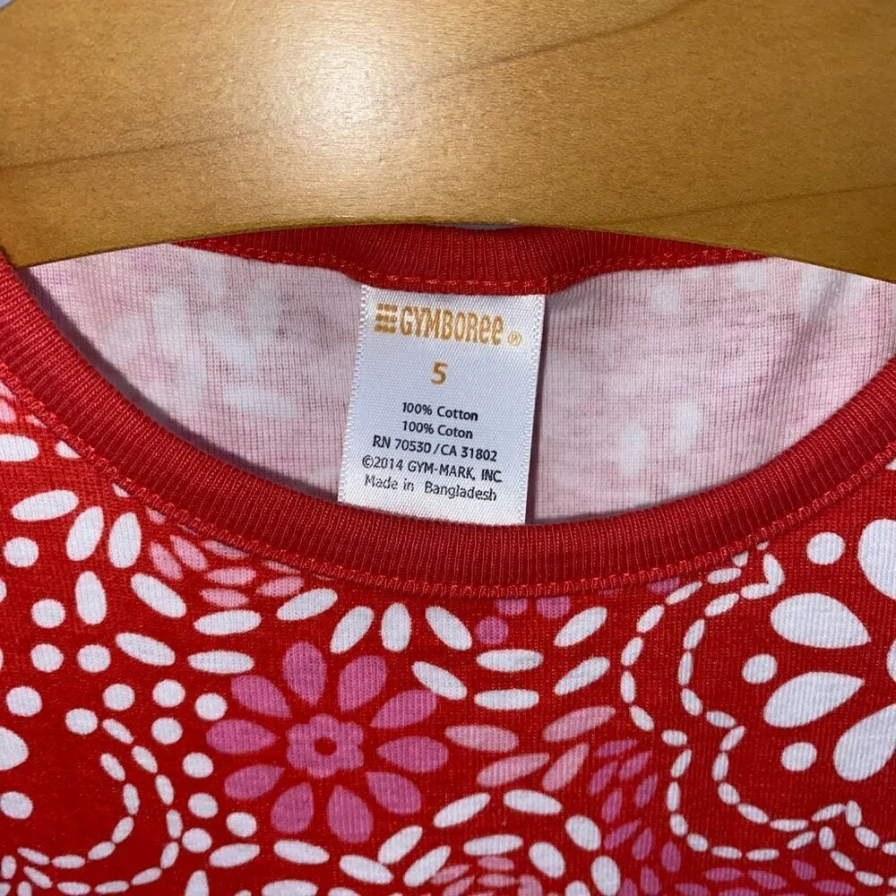 Gymboree Red, Pink, & White Floral Drop Waist Dress